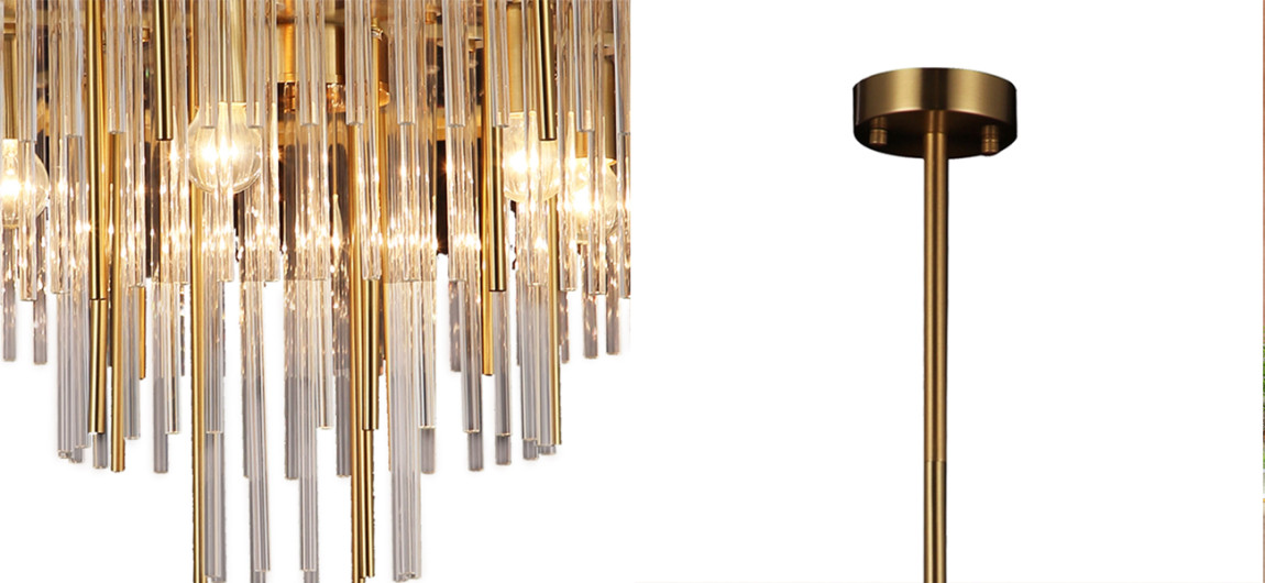 Люстра с каскадом трубочек из стекла и металла Gladia