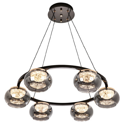 Люстра с круглыми плафонами из дымчато-серого стекла IONA Grey Glass Chandelier 6
