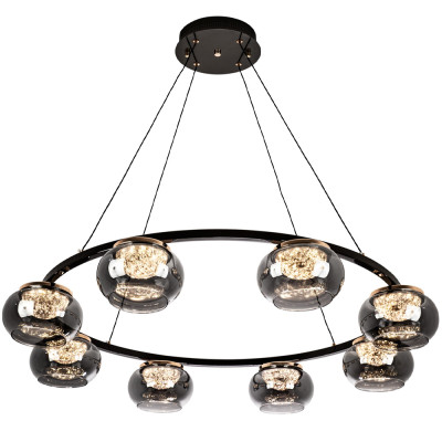 Люстра с круглыми плафонами из дымчато-серого стекла IONA Grey Glass Chandelier 8