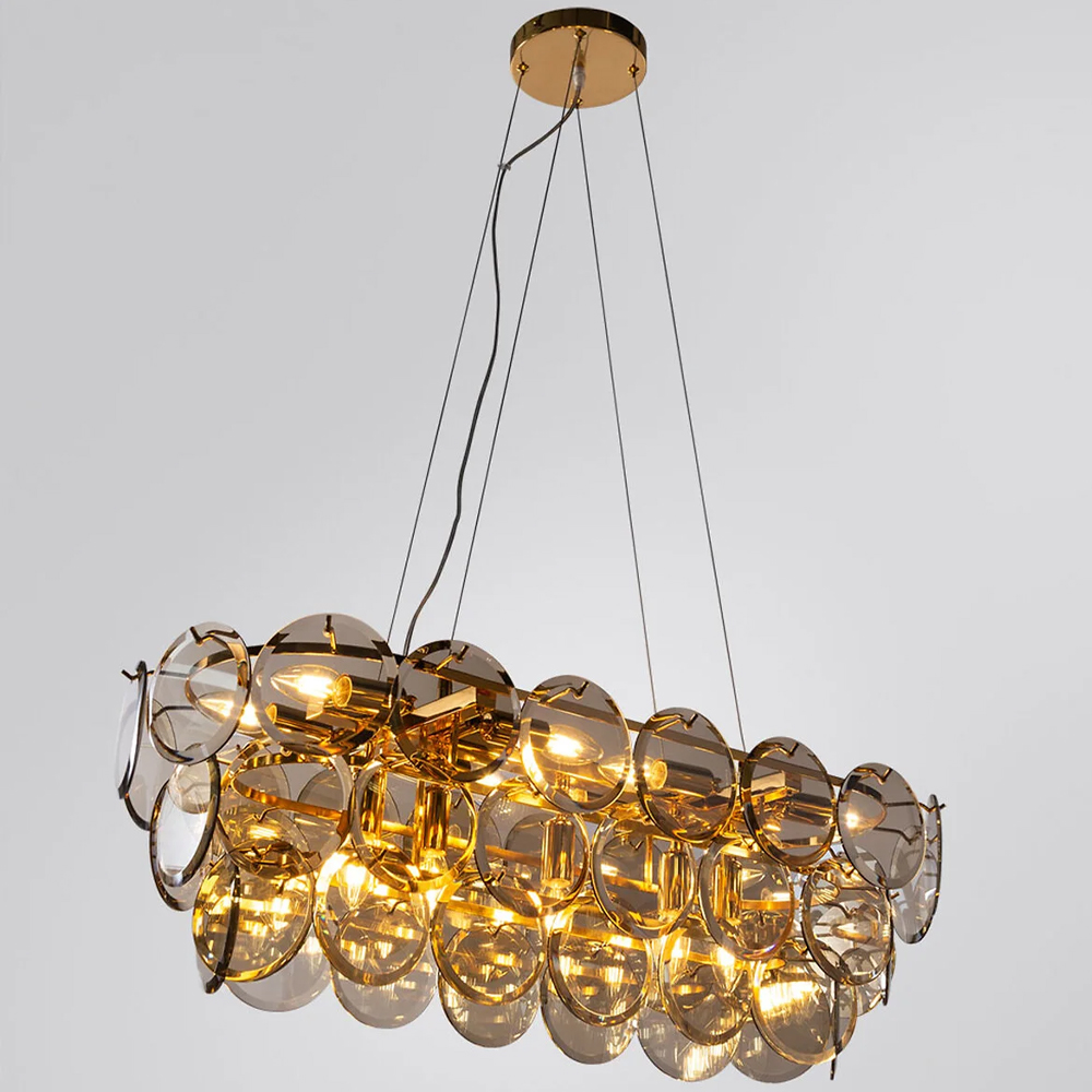 Люстра с круглыми стеклянными подвесками Cardiel Amber Glass Chandelier