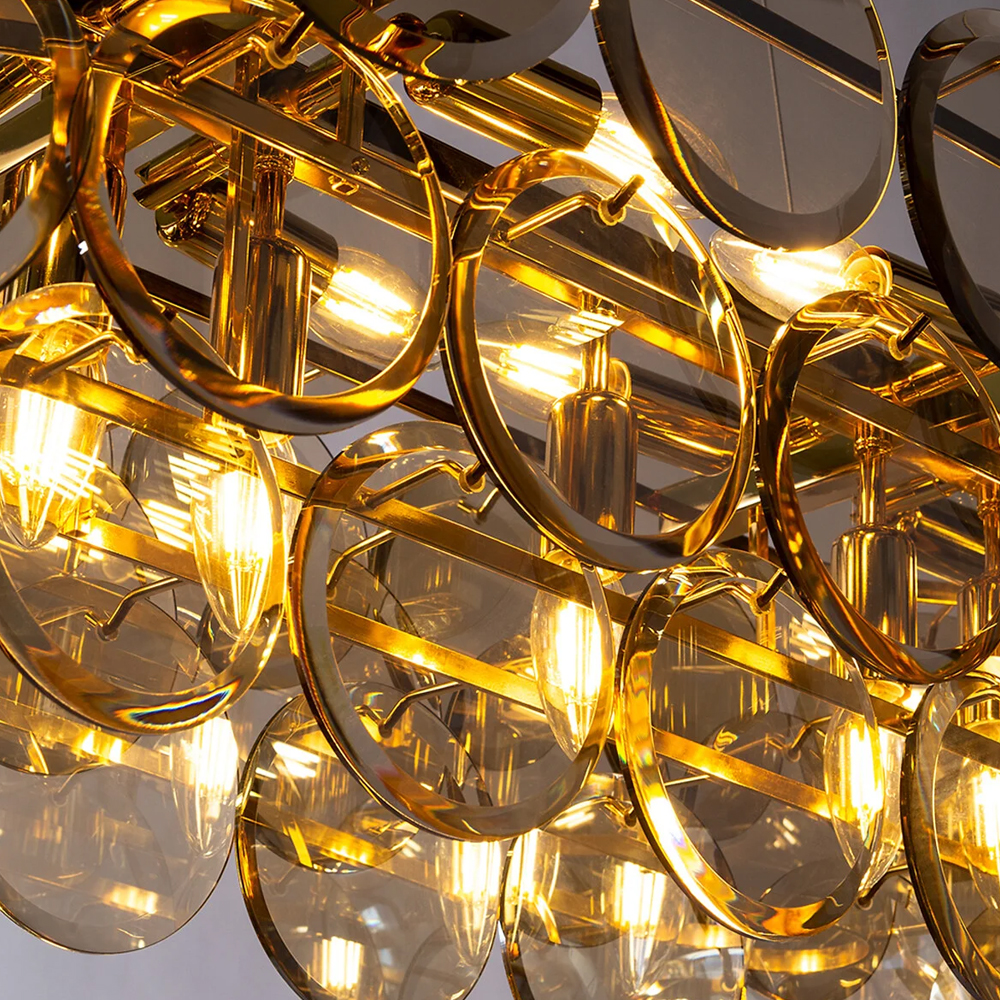 Люстра с круглыми стеклянными подвесками Cardiel Amber Glass Chandelier