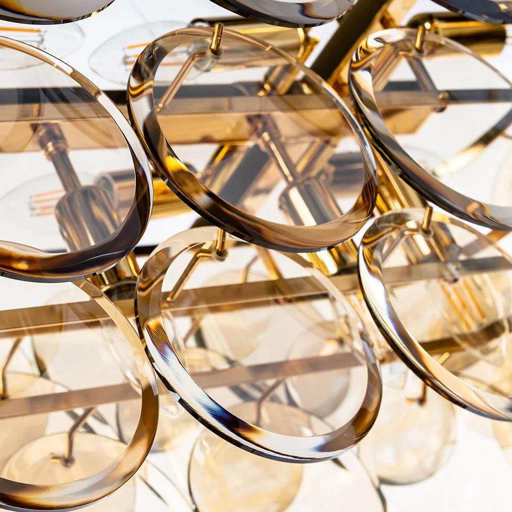 Люстра с круглыми стеклянными подвесками Cardiel Amber Glass Chandelier