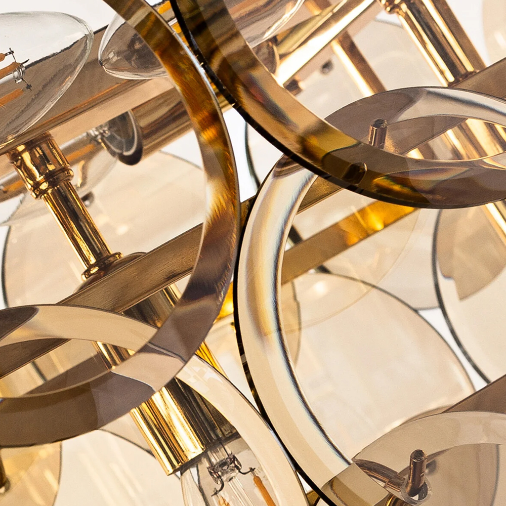 Люстра с круглыми стеклянными подвесками Cardiel Amber Glass Chandelier