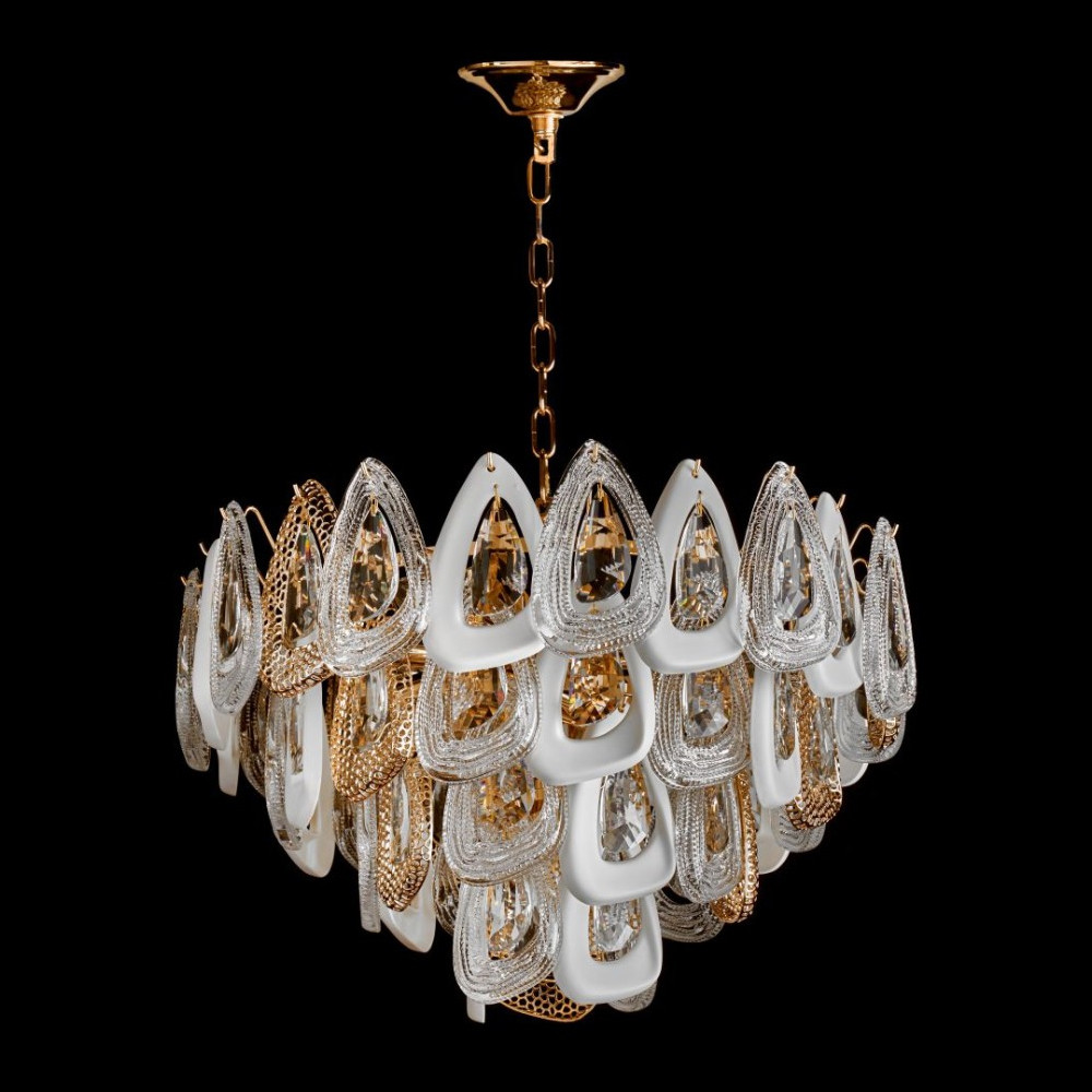 Люстра с многослойными белыми и прозрачными подвесками Character Chandelier