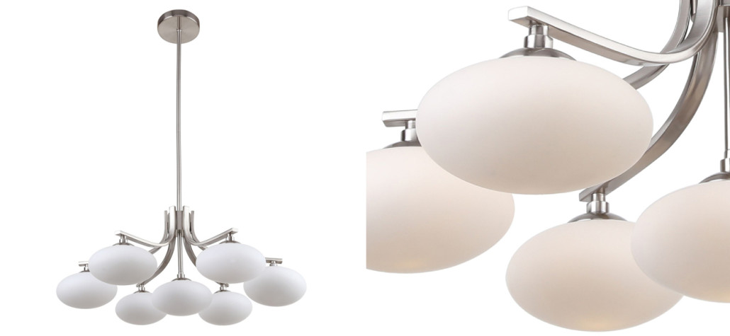 Люстра с овальными белыми плафонами Mushrooms Lamp