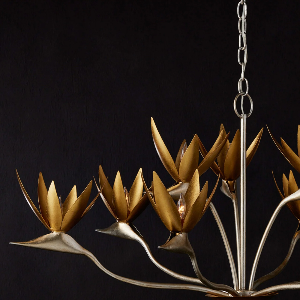 Люстра с плафонами в виде цветов Golden Bird of Paradise