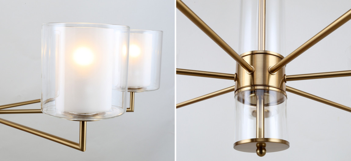 Люстра с плафонами из двойного стекла LAURENT Латунь