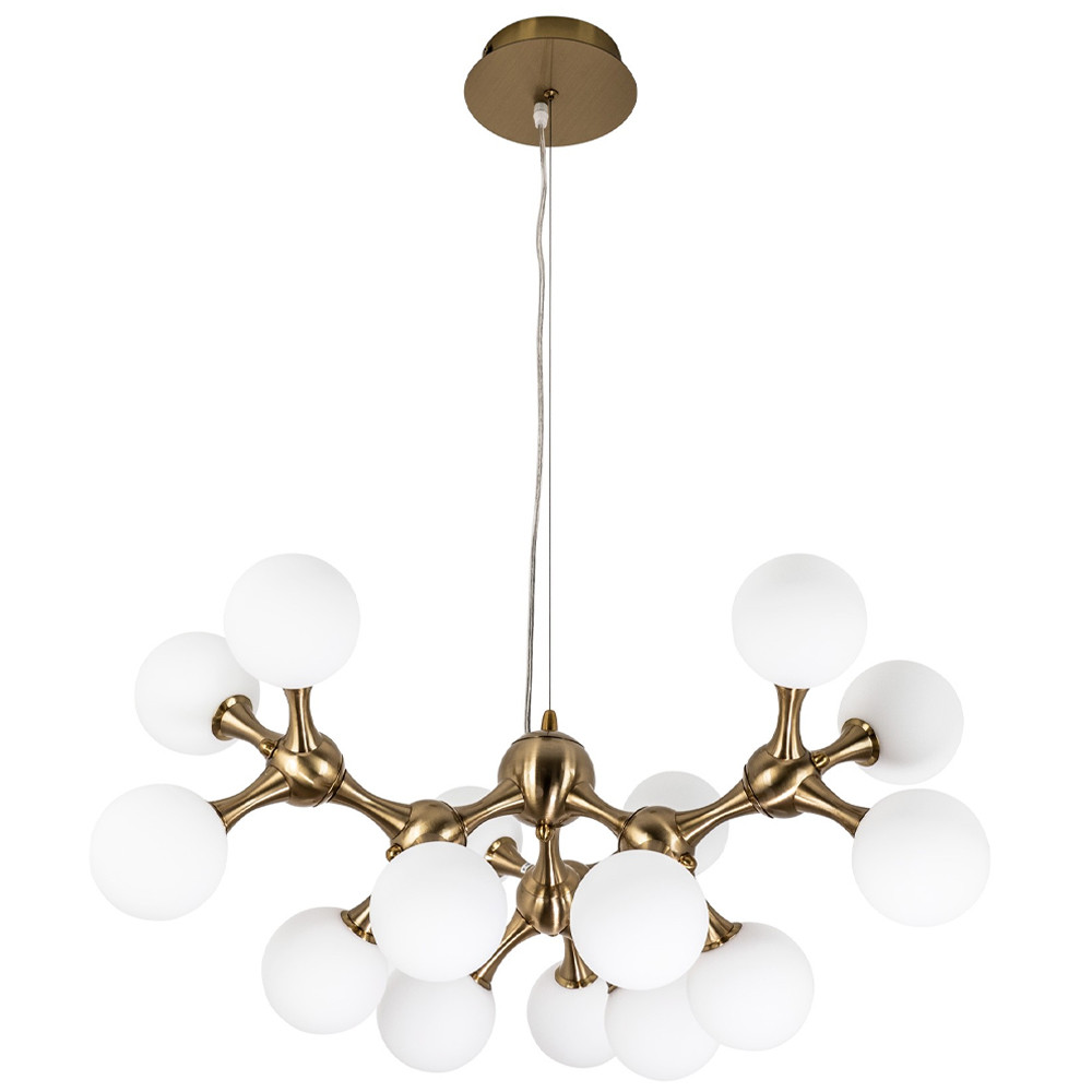 Люстра с плафонами из стеклянных шаров Pearls Suspension Brass Chandelier