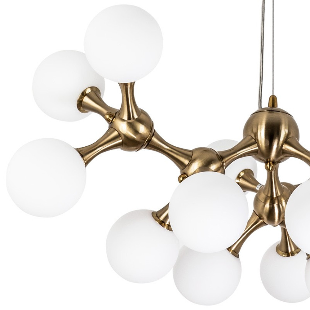 Люстра с плафонами из стеклянных шаров Pearls Suspension Brass Chandelier