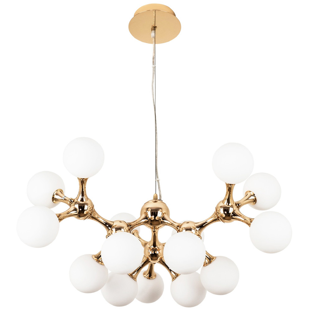 Люстра с плафонами из стеклянных шаров Pearls Suspension Gold Chandelier
