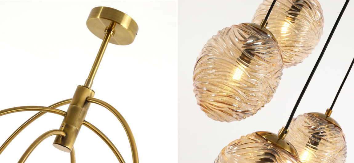 Люстра с плафонами янтарного цвета Perforated Glass 6 Ламп