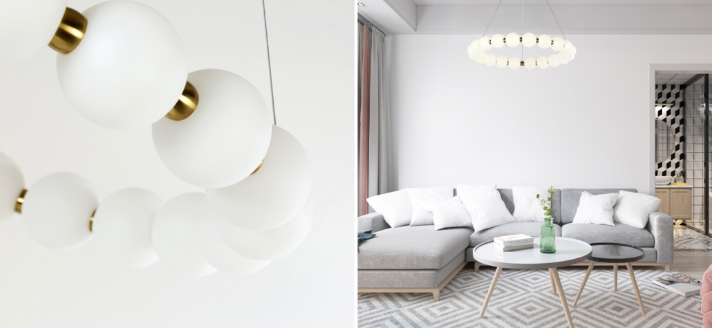 Люстра с плафоном из акриловых шаров PEARLS 62 см