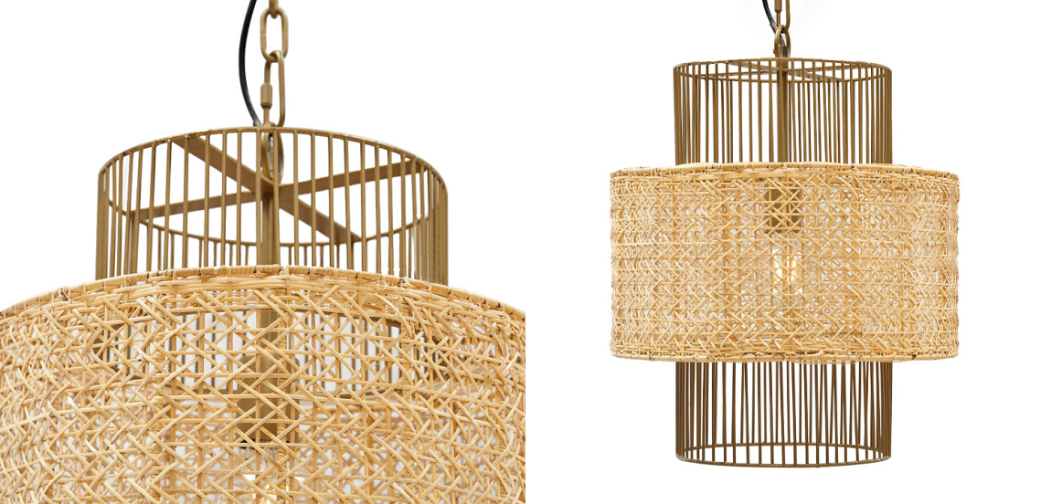 Люстра с плафоном из ротанга Raquel Wicker Chandelier