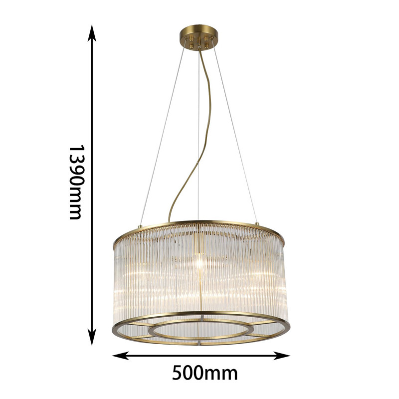 Люстра с плафоном из стеклянных трубочек Revolve D50 см