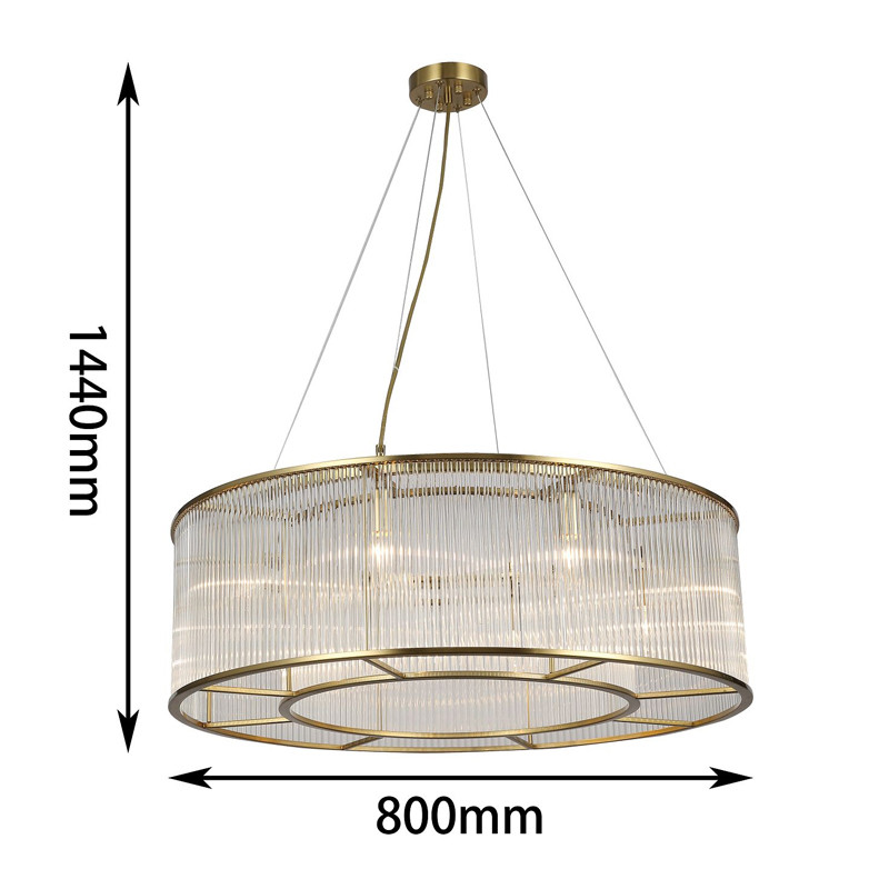 Люстра с плафоном из стеклянных трубочек Revolve D80 см