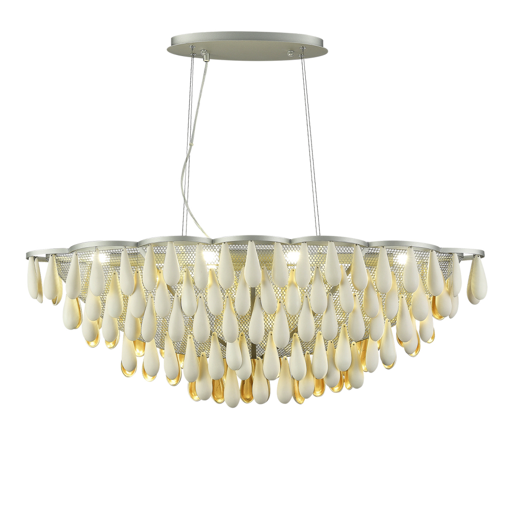 Люстра с подвесками в форме капель на серебристом каркасе Raindrop