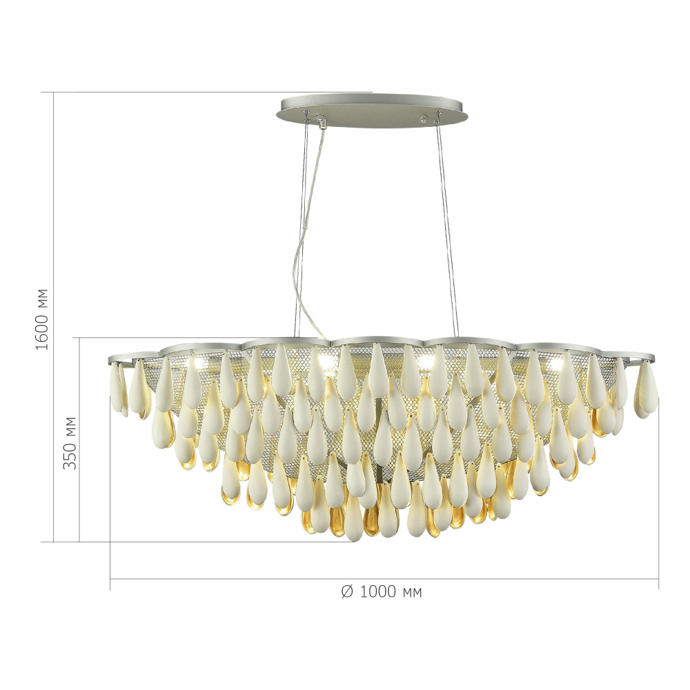 Люстра с подвесками в форме капель на серебристом каркасе Raindrop