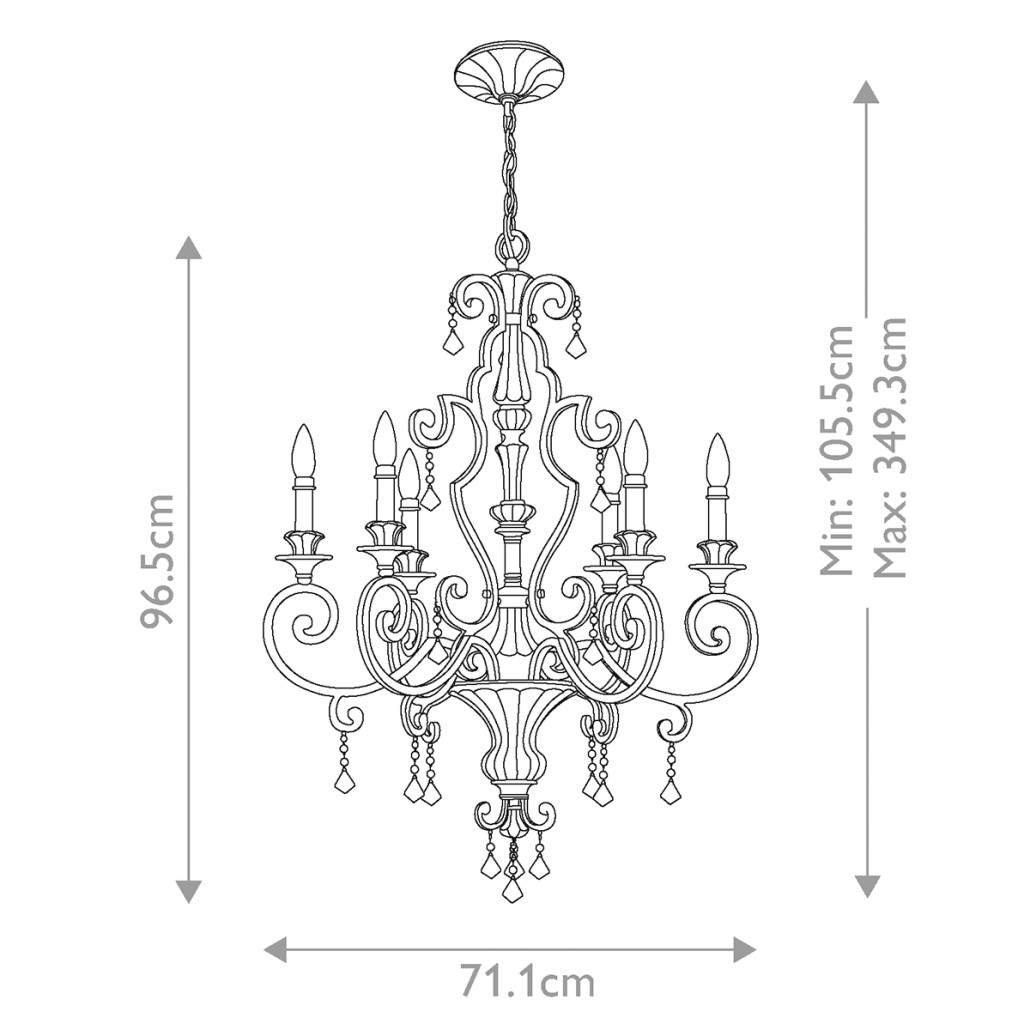 Люстра с подвесками из прозрачного стекла на кованом каркасе бронзового цвета в классическом стиле Quoizel
