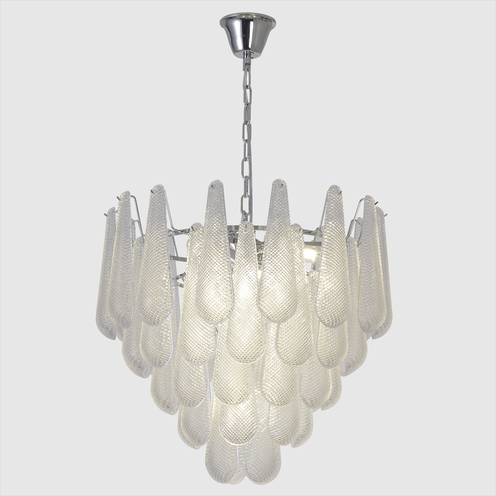 Люстра с подвесками из рифленного стекла в форме капель Textured Glass Chandelier