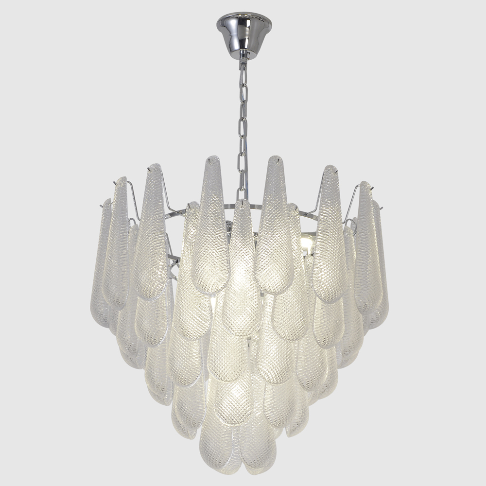 Люстра с подвесками из рифленного стекла в форме капель Textured Glass Chandelier