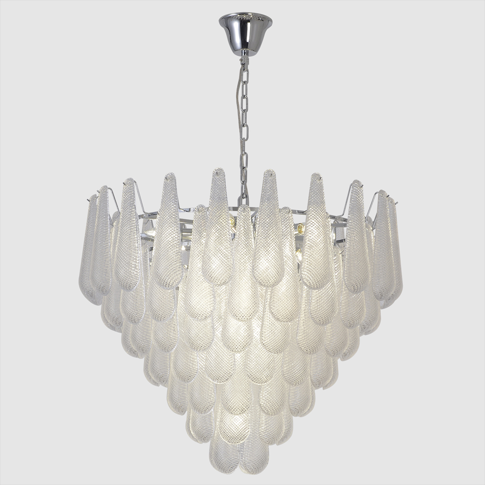 Люстра с подвесками из рифленного стекла в форме капель Textured Glass Chandelier