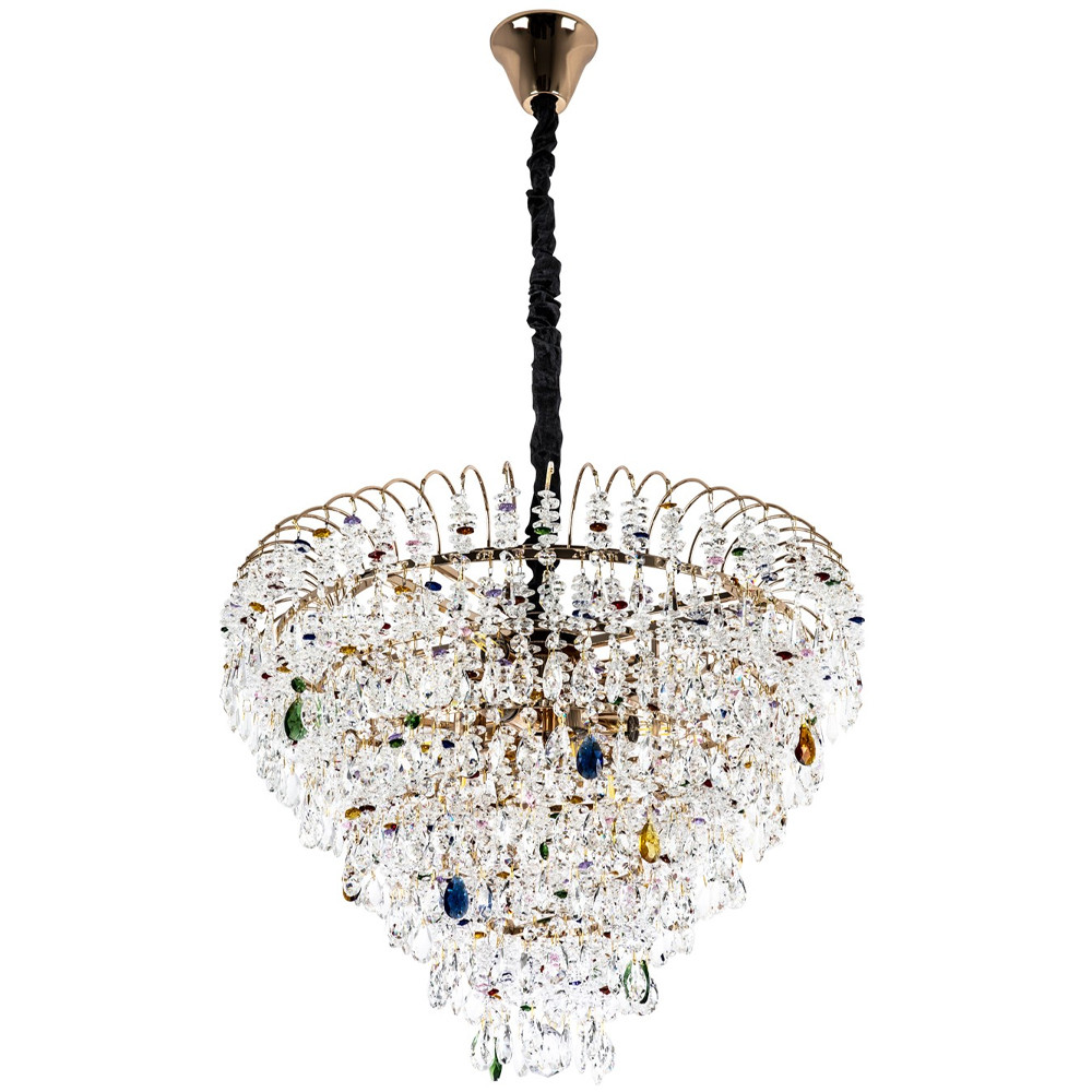 Люстра с прозрачными и цветными подвесками из хрусталя Colorful Crystals Chandelier 12