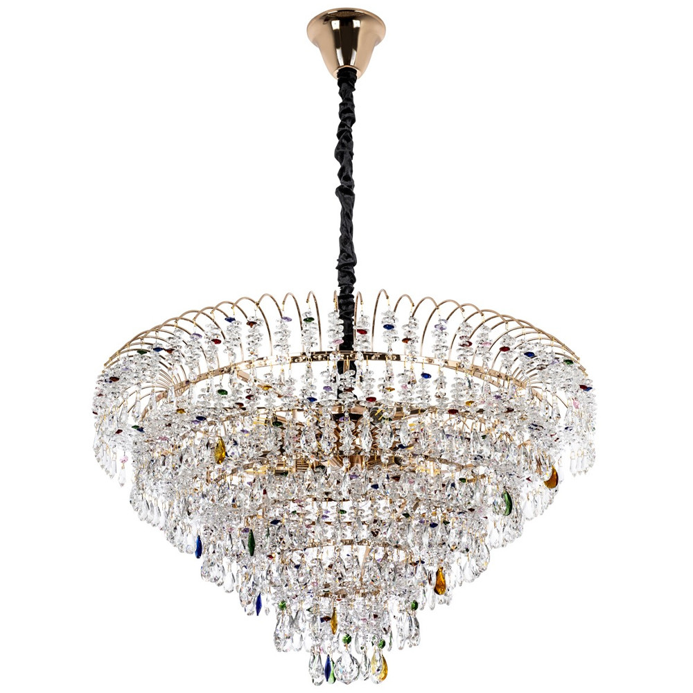Люстра с прозрачными и цветными подвесками из хрусталя Colorful Crystals Chandelier 18