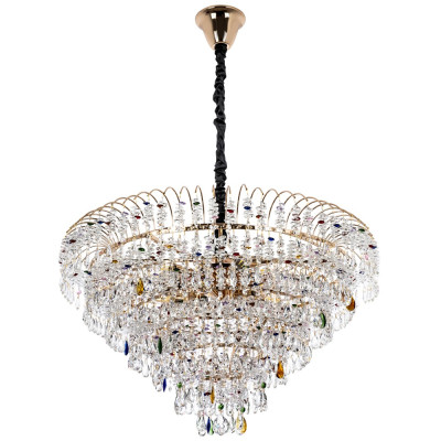 Люстра с прозрачными и цветными подвесками из хрусталя Colorful Crystals Chandelier 18