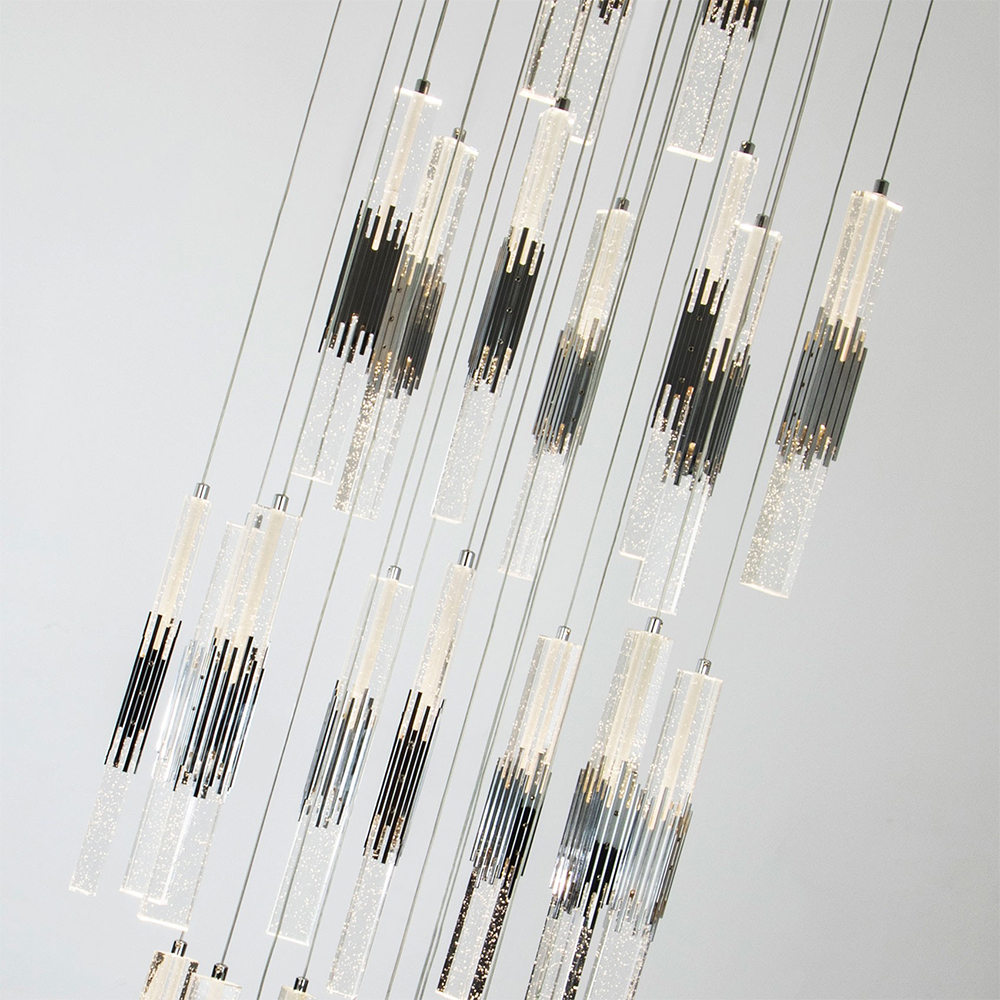 Люстра с прямоугольными плафонами из хрусталя Esme Rectangular Crystal Chrome Chandelier