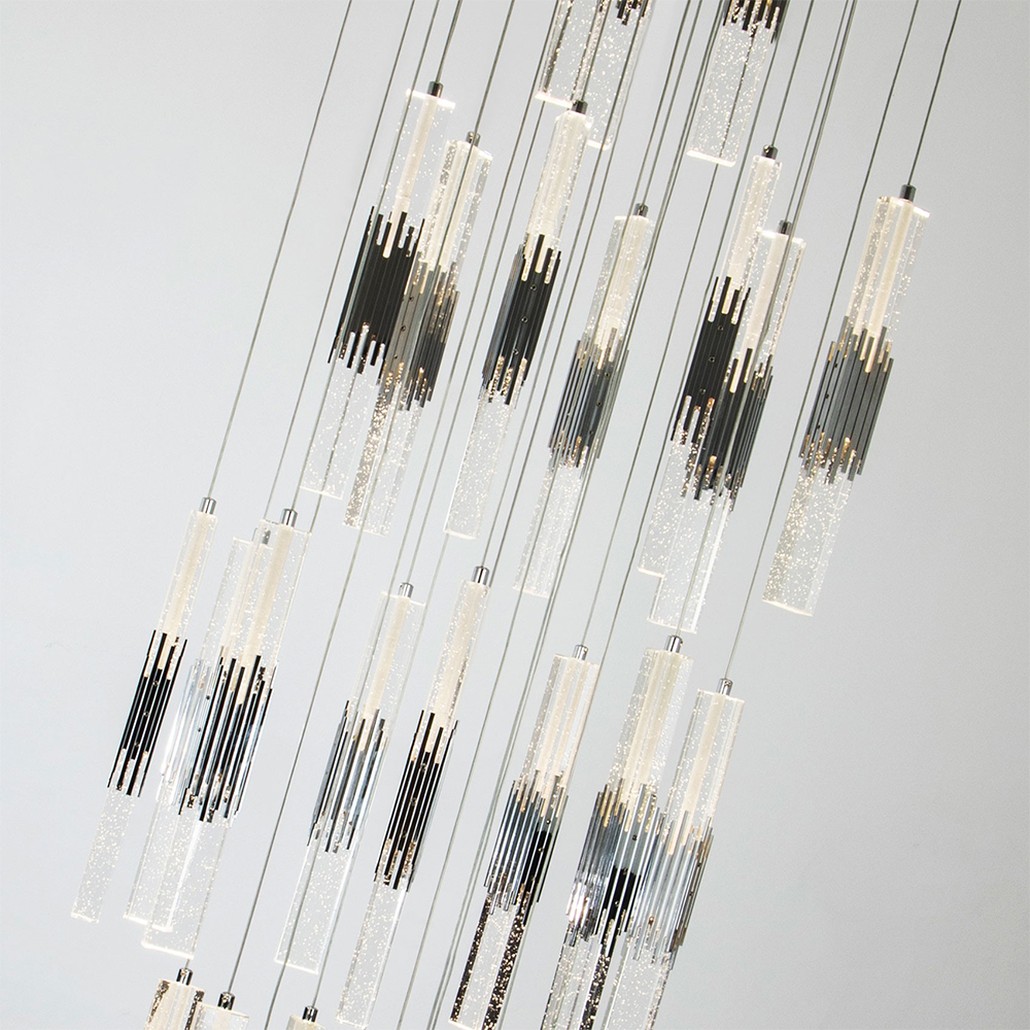 Люстра с прямоугольными плафонами из хрусталя Esme Rectangular Crystal Chrome Chandelier