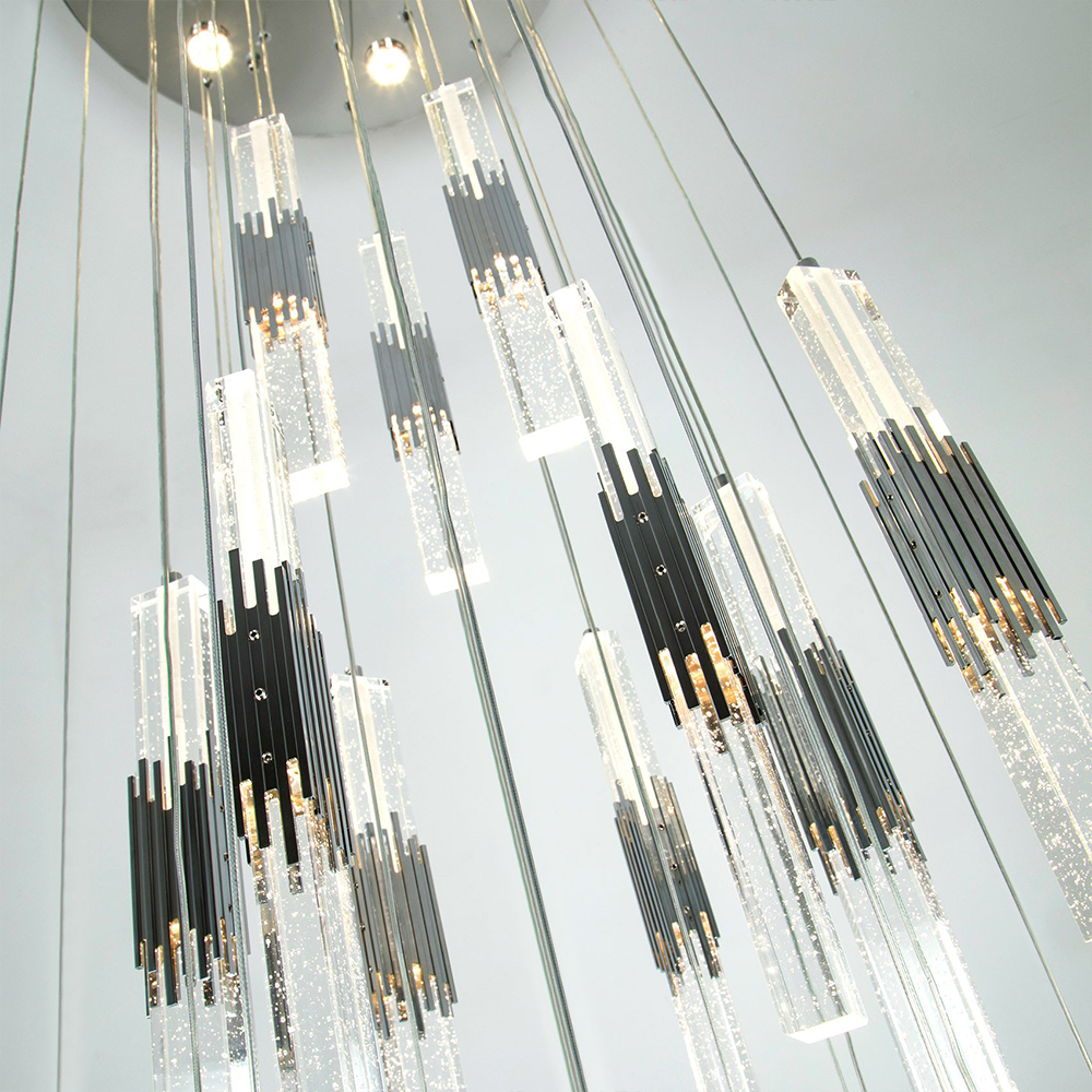 Люстра с прямоугольными плафонами из хрусталя Esme Rectangular Crystal Chrome Chandelier