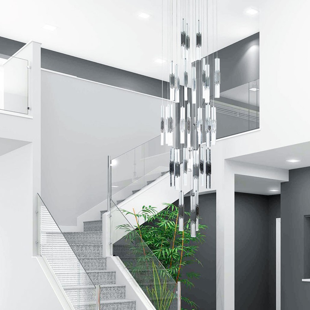 Люстра с прямоугольными плафонами из хрусталя Esme Rectangular Crystal Chrome Chandelier