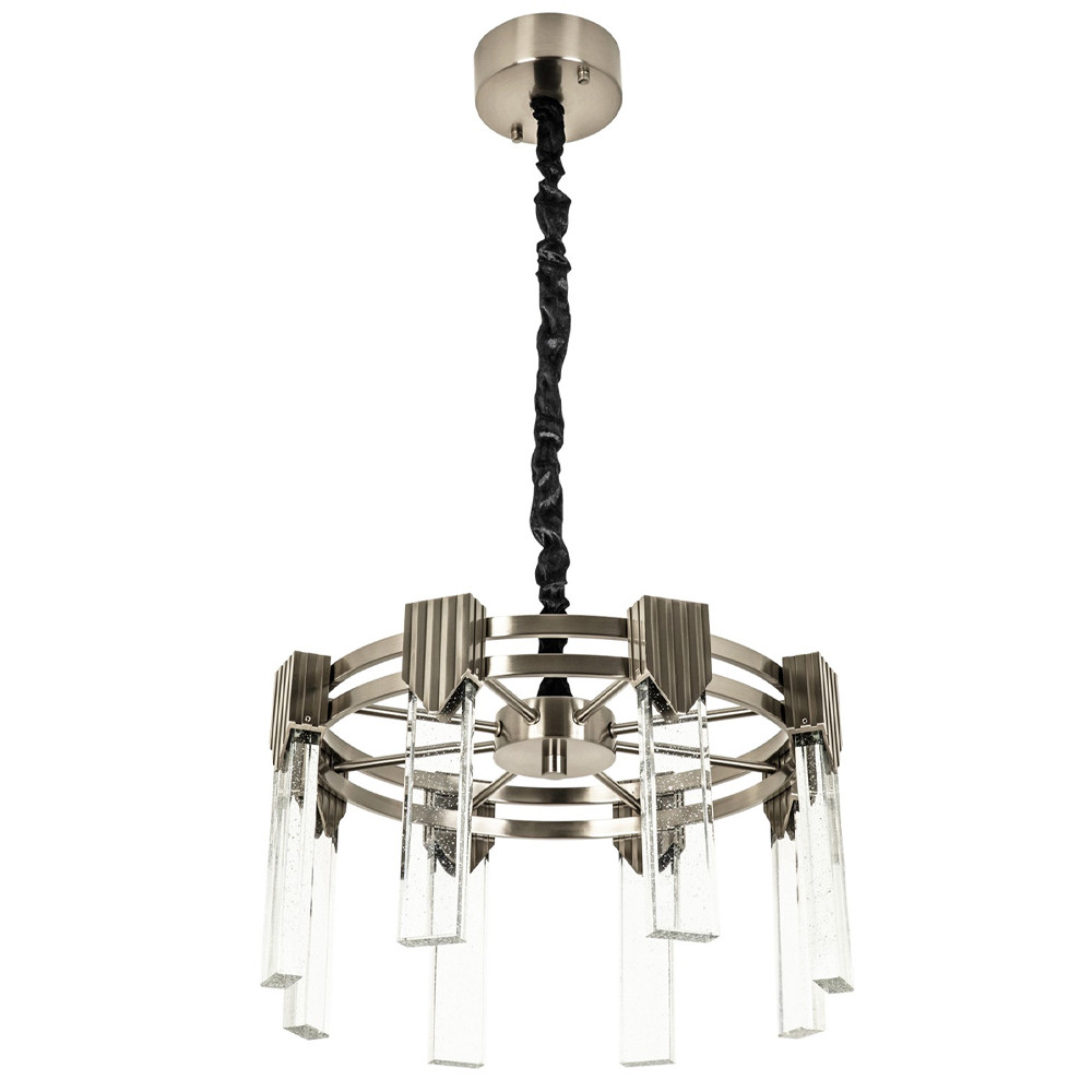 Люстра с прямоугольными хрустальными плафонами Glass Rectangles Chrome Chandelier 46