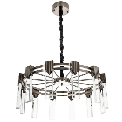 Люстра с прямоугольными хрустальными плафонами Glass Rectangles Chrome Chandelier 60