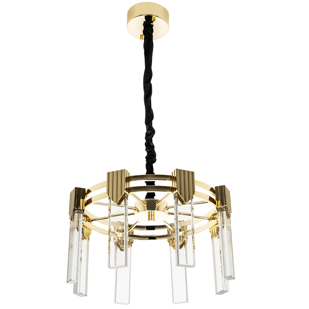Люстра с прямоугольными хрустальными плафонами Glass Rectangles Gold Chandelier 46