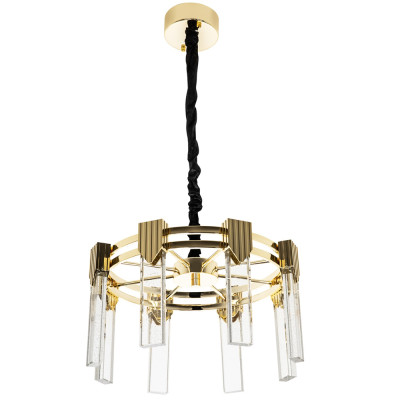 Люстра с прямоугольными хрустальными плафонами Glass Rectangles Gold Chandelier 46