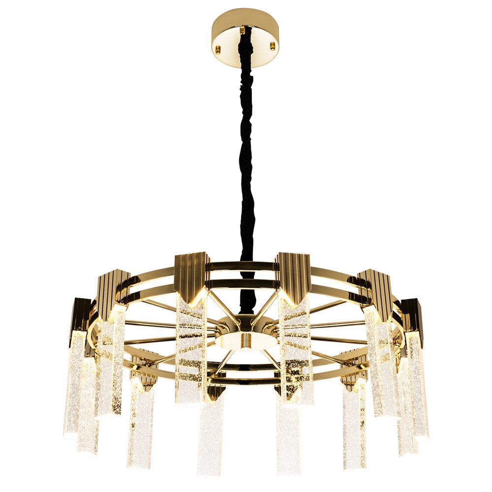 Люстра с прямоугольными хрустальными плафонами Glass Rectangles Gold Chandelier 60