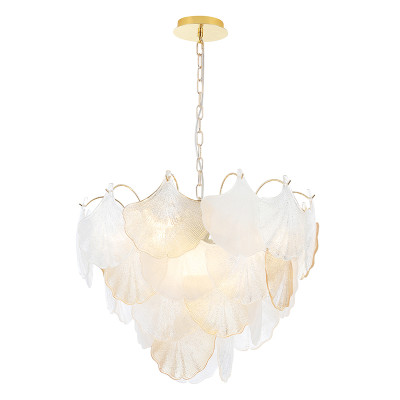 Люстра с рельефными стеклянными элементами в форме листьев Textured Glass Chandelier