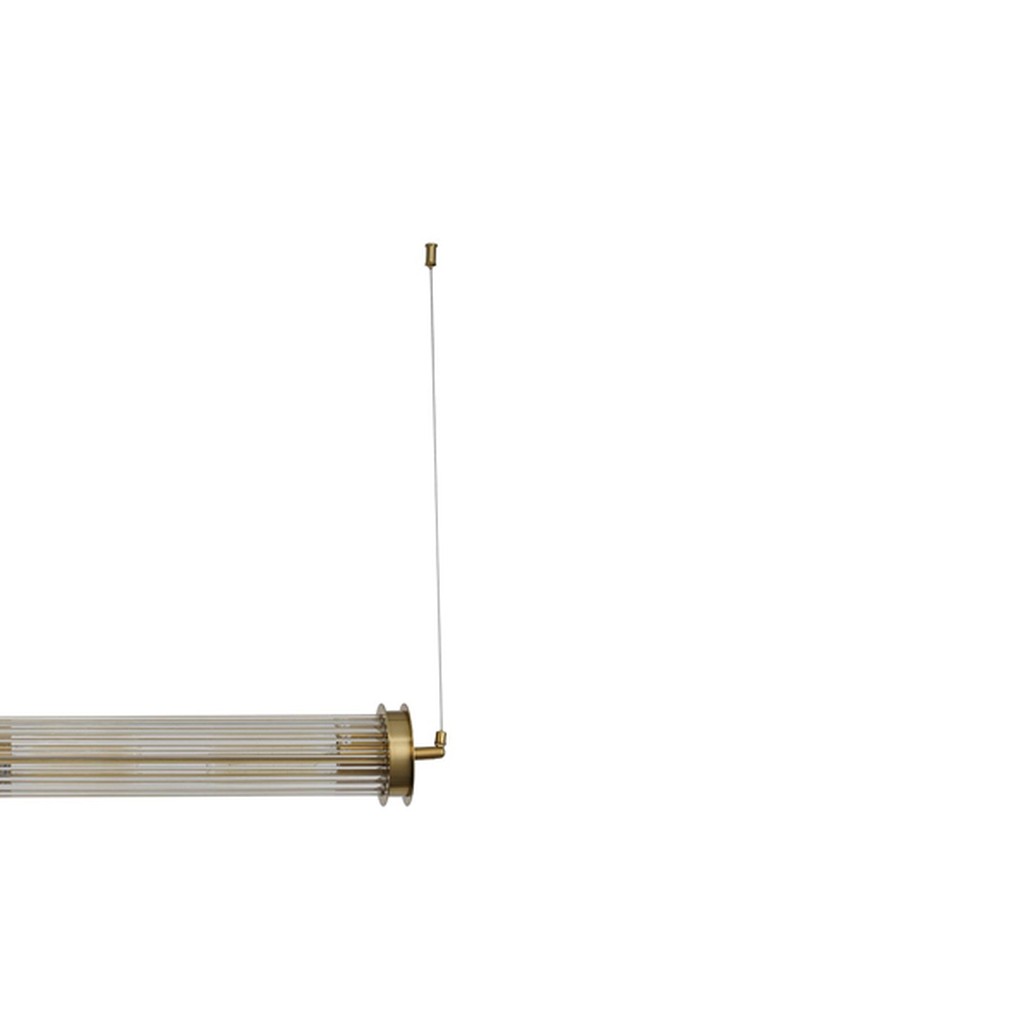 Люстра с рифленым плафоном Glass Tube Brass