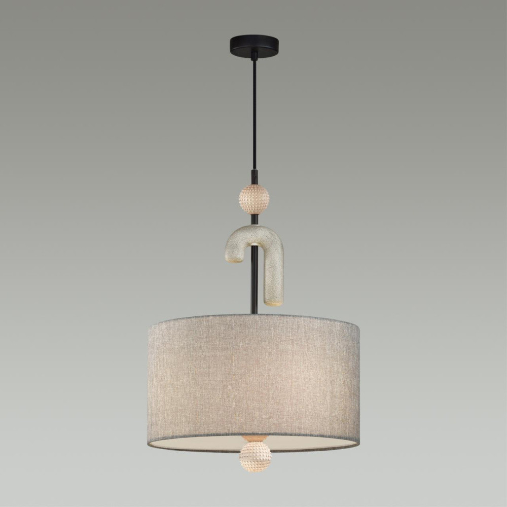 Люстра с серым тканевым плафоном Flourish