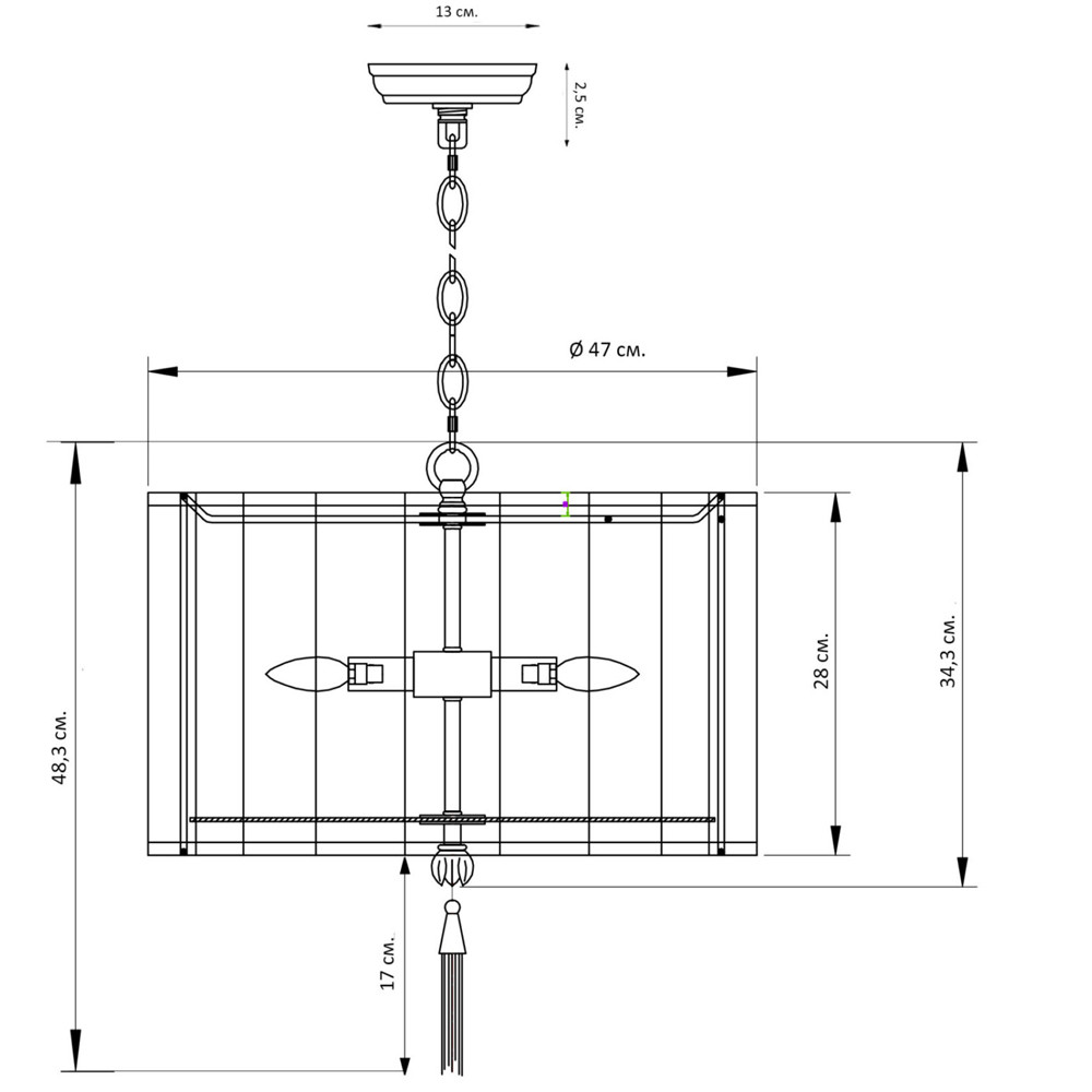 Люстра с тканевым плафоном и зелёной кисточкой Green Tassel