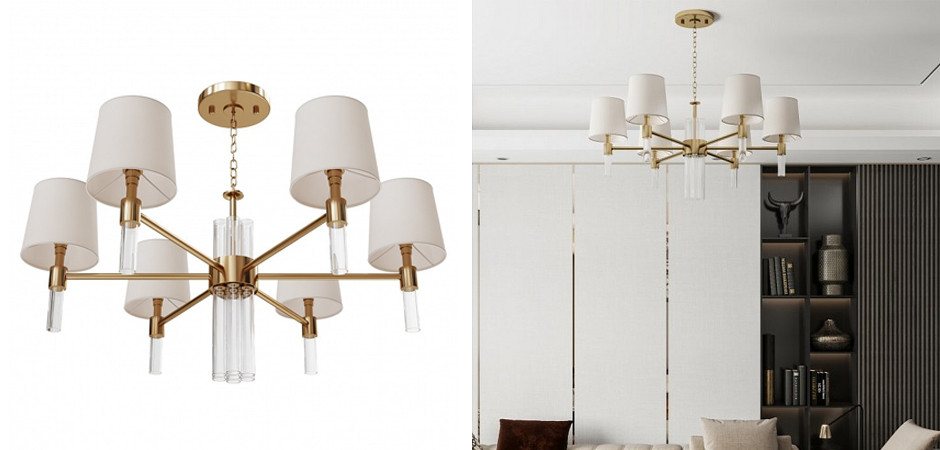 Люстра с тканевыми абажурами Wheeltube