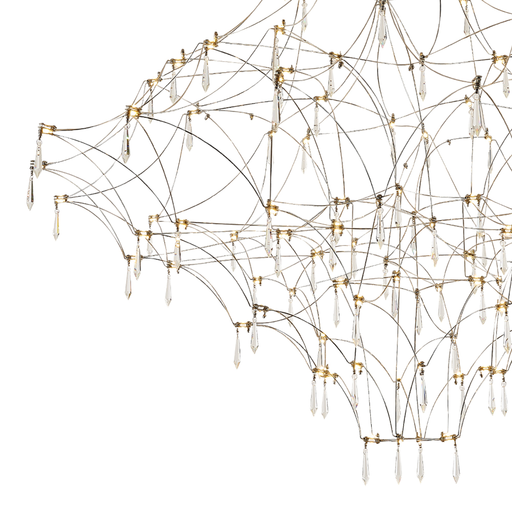 Люстра с тонким металлическим каркасом цвета хром Quasar