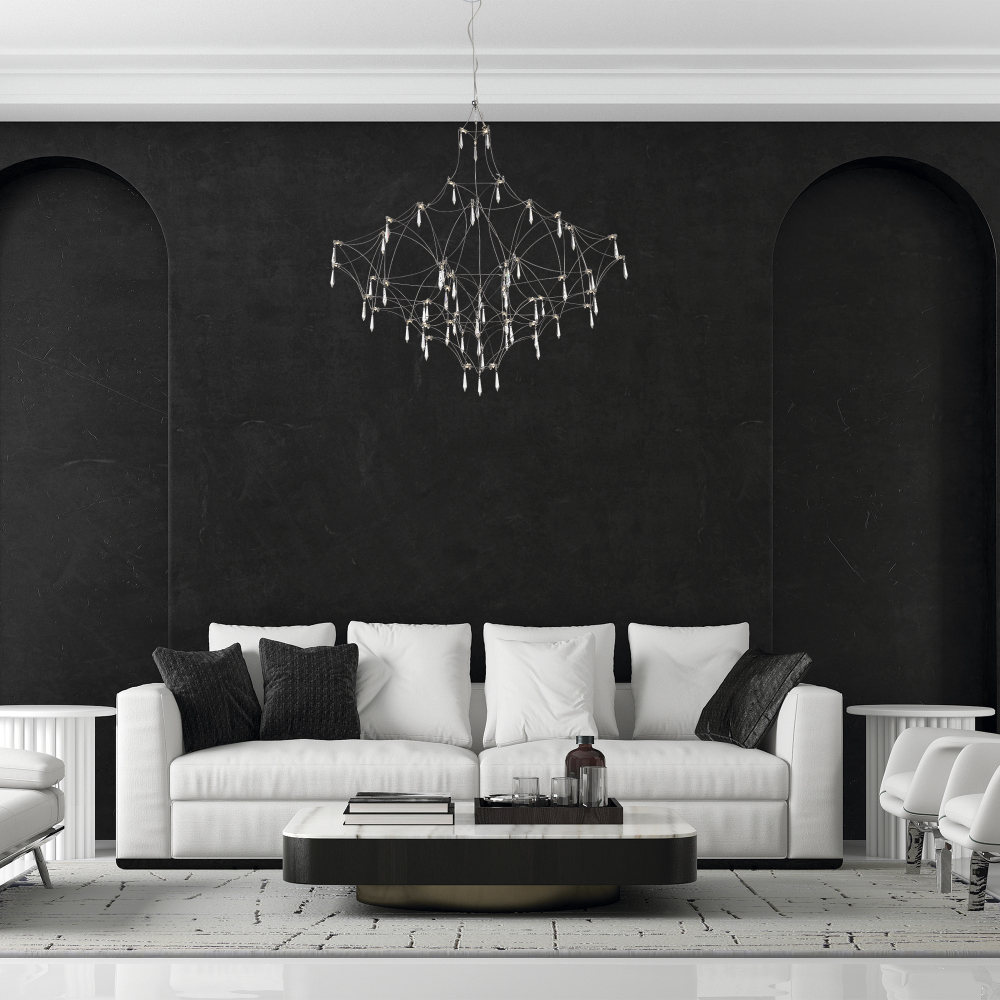 Люстра с тонким металлическим каркасом цвета хром Quasar