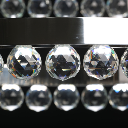 Люстра с тремя кольцами цвета хром и прозрачными хрустальными шарами по периметру Sacramento Transparent Balls Chandelier