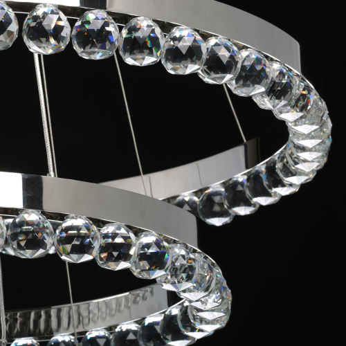 Люстра с тремя кольцами цвета хром и прозрачными хрустальными шарами по периметру Sacramento Transparent Balls Chandelier