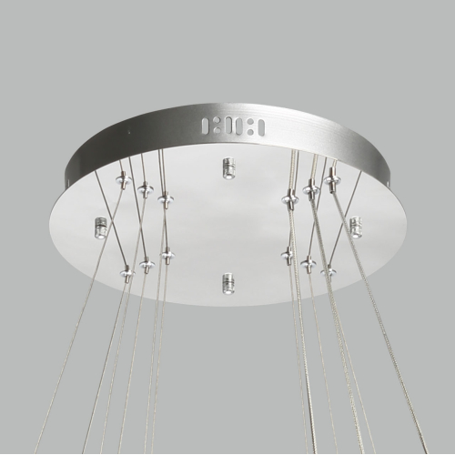 Люстра с тремя кольцами цвета хром и прозрачными хрустальными шарами по периметру Sacramento Transparent Balls Chandelier