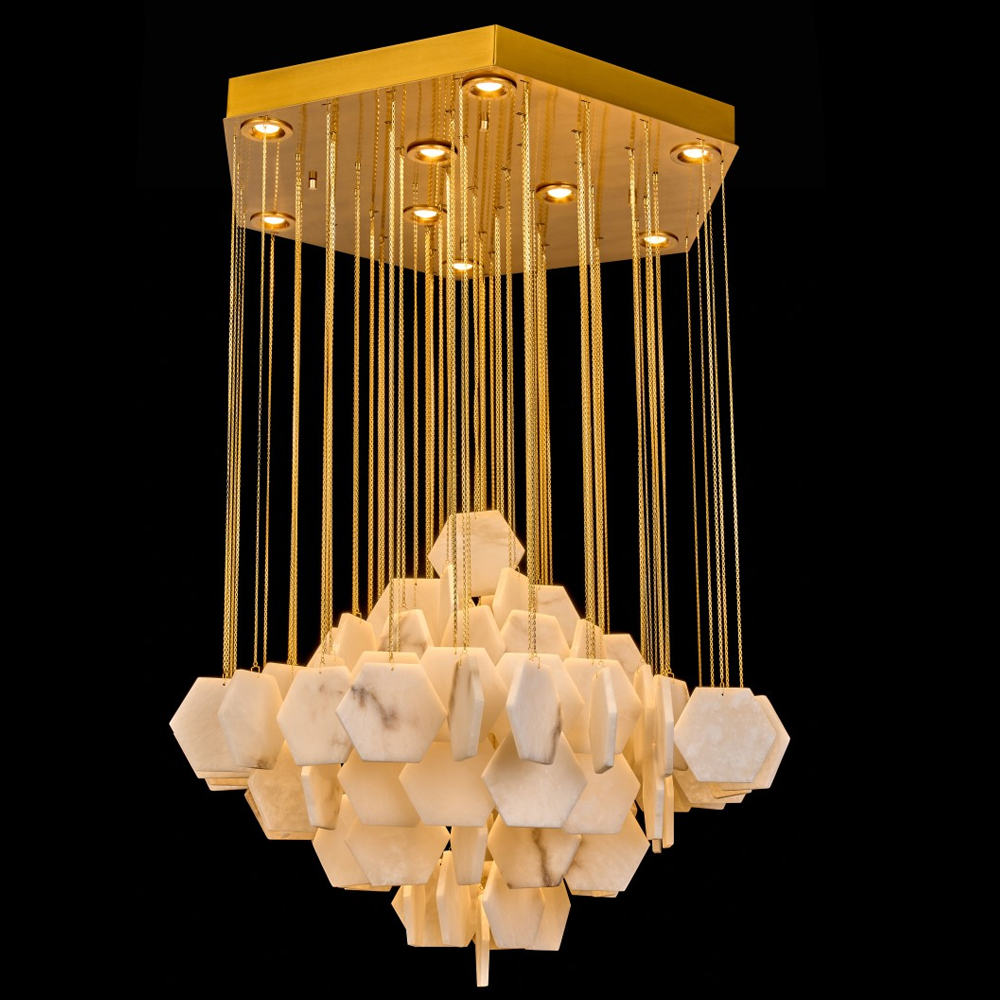 Люстра с фигурными подвесками из натурального камня Glowing Spheres