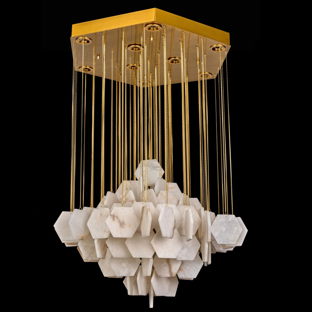 Люстра с фигурными подвесками из натурального камня Glowing Spheres