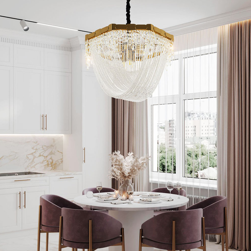 Люстра с хрустальными подвесками Riche Crystal Metal Chandelier 9